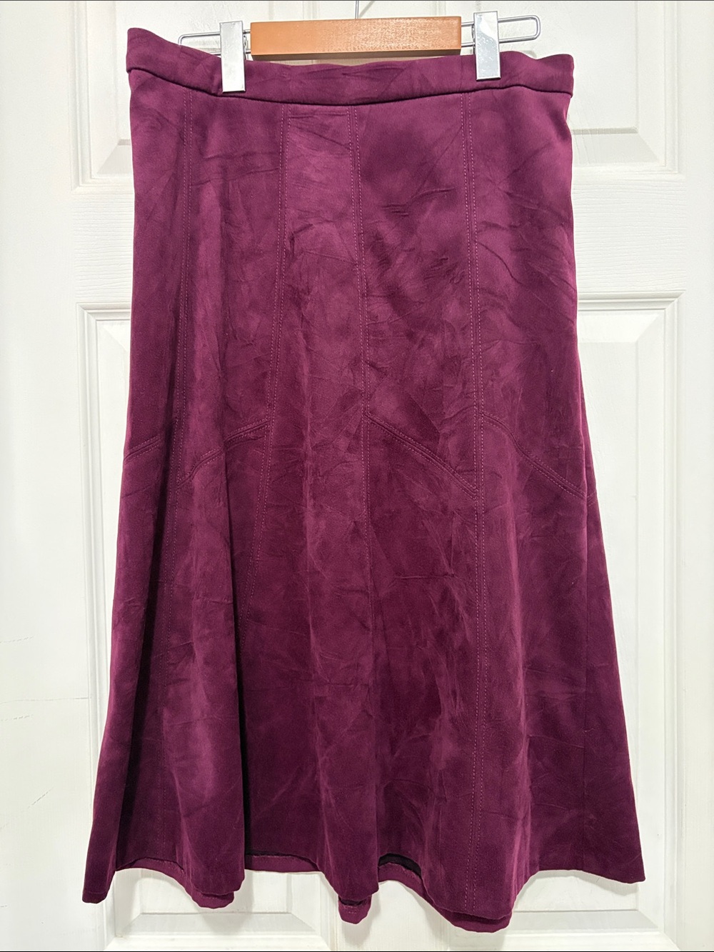 Vintage TanJay Petite Plum Ultrasuede A-Line Midi Skirt